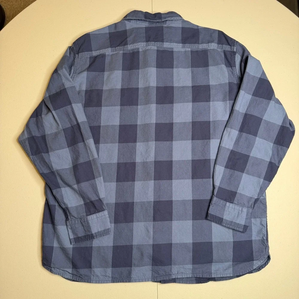 Levis Mens Large‎ Relaxed Fit Blue Buffalo Plaid Button Down Flannel Shirt